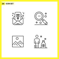 4 Icon Set Simple Line Symbols Outline Sign on White Background for Website Design Mobile Applications and Print Media vector