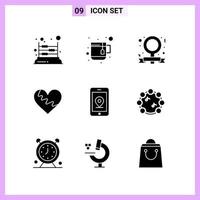9 Icons in Solid Style Glyph Symbols on White Background Creative Vector Signs for Web mobile and Print