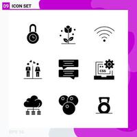 Solid Icon set Pack of 9 Glyph Icons isolated on White Background for Web Print and Mobile vector