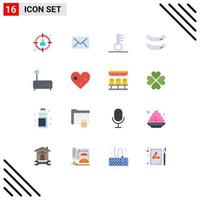 Flat Color Pack of 16 Universal Symbols of love router temperature modem kayak Editable Pack of Creative Vector Design Elements