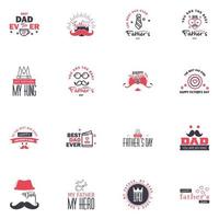 Set of Happy Fathers day elements 16 Black and Pink Vector illustration Editable Vector Design Elements