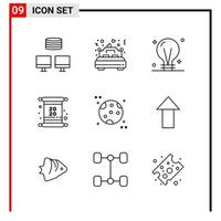 9 General Icons for website design print and mobile apps 9 Outline Symbols Signs Isolated on White Background 9 Icon Pack vector