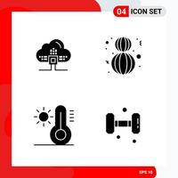 Creative Set of 4 Universal Glyph Icons isolated on White Background vector