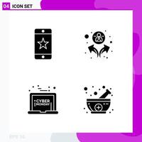 Solid Icon set Pack of 4 Glyph Icons isolated on White Background for Web Print and Mobile vector