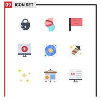 Universal Icon Symbols Group of 9 Modern Flat Colors of money global flag recovery hospital Editable Vector Design Elements