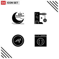 Mobile Interface Solid Glyph Set of Pictograms of eid tire swing cresent plaything pulse Editable Vector Design Elements