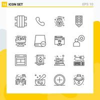 Collection of 16 Universal Line Icons Icon Set for Web and Mobile vector