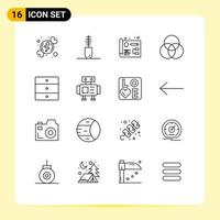 16 Universal Outlines Set for Web and Mobile Applications wardrobe home designing furniture color Editable Vector Design Elements