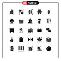 Set of 25 Commercial Solid Glyphs pack for culture pin construction meal drinks Editable Vector Design Elements