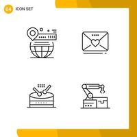 4 Icon Set Line Style Icon Pack Outline Symbols isolated on White Backgound for Responsive Website Designing vector