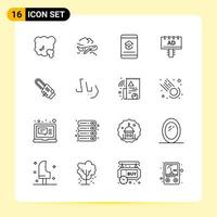 16 iconos creativos para el diseño moderno de sitios web y aplicaciones móviles receptivas 16 símbolos de contorno signos sobre fondo blanco paquete de 16 iconos vector