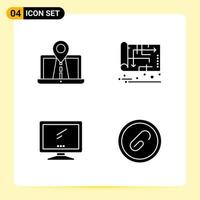 4 Creative Icons for Modern website design and responsive mobile apps 4 Glyph Symbols Signs on White Background 4 Icon Pack vector