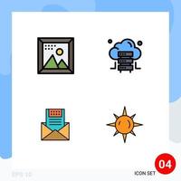 Group of 4 Filledline Flat Colors Signs and Symbols for coding communication picture hosting mail Editable Vector Design Elements