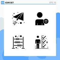 Modern 4 solid style icons Glyph Symbols for general use Creative Solid Icon Sign Isolated on White Background 4 Icons Pack vector