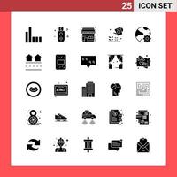 25 Icon Pack Solid Style Glyph Symbols on White Background Simple Signs for general designing vector