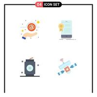 Mobile Interface Flat Icon Set of 4 Pictograms of email beer support app drinks Editable Vector Design Elements