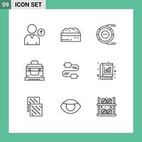 Set of 9 Vector Outlines on Grid for wire treasure analysis chest bandit Editable Vector Design Elements