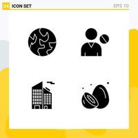 Group of 4 Solid Glyphs Signs and Symbols for earth office avatar people food Editable Vector Design Elements