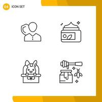 4 Icon Set Line Style Icon Pack Outline Symbols isolated on White Backgound for Responsive Website Designing vector