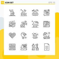 Collection of 16 Universal Line Icons Icon Set for Web and Mobile vector