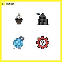 Set of 4 Modern UI Icons Symbols Signs for growth building finance money museum Editable Vector Design Elements