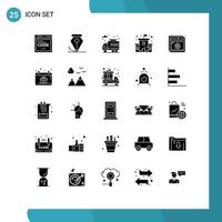 Pictogram Set of 25 Simple Solid Glyphs of calendar page life optimization school Editable Vector Design Elements