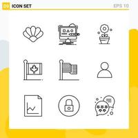 Collection of 9 Universal Line Icons Icon Set for Web and Mobile vector