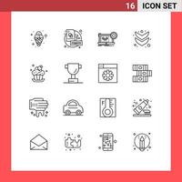 Universal Icon Symbols Group of 16 Modern Outlines of cake full blueprint down hardware Editable Vector Design Elements