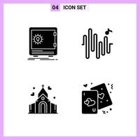 4 Icons in Solid Style Glyph Symbols on White Background Creative Vector Signs for Web mobile and Print