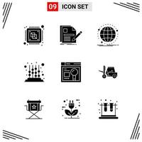 9 Icons Solid Style Grid Based Creative Glyph Symbols for Website Design Simple Solid Icon Signs Isolated on White Background 9 Icon Set vector