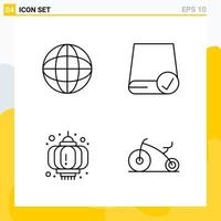 Collection of 4 Universal Line Icons Icon Set for Web and Mobile vector