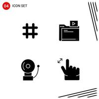 Collection of 4 Vector Icons in solid style Pixle Perfect Glyph Symbols for Web and Mobile Solid Icon Signs on White Background 4 Icons