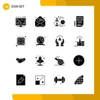 16 Icon Set Solid Style Icon Pack Glyph Symbols isolated on White Backgound for Responsive Website Designing vector