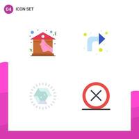 4 Universal Flat Icons Set for Web and Mobile Applications home jewelry roof up wedding Editable Vector Design Elements