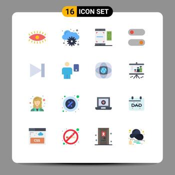 paquete de interfaz de usuario de 16 colores planos básicos del control de alternancia qr de último extremo paquete editable de elementos de diseño de vectores creativos