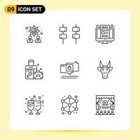Modern Set of 9 Outlines and symbols such as secure chating news chat heart Editable Vector Design Elements