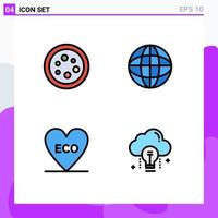 Pictogram Set of 4 Simple Filledline Flat Colors of biology eco lab location love Editable Vector Design Elements