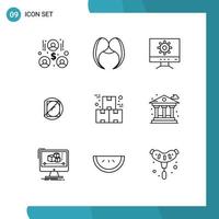 9 Thematic Vector Outlines and Editable Symbols of industry box computer science lab Editable Vector Design Elements