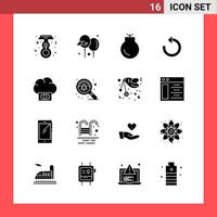 16 Icon Pack Solid Style Glyph Symbols on White Background Simple Signs for general designing vector