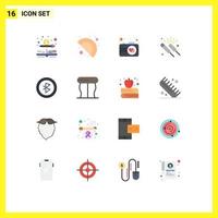 Flat Color Pack of 16 Universal Symbols of signal bluetooth photo night fireworks Editable Pack of Creative Vector Design Elements