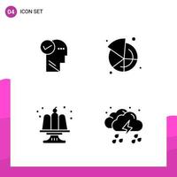 Glyph Icon set Pack of 4 Solid Icons isolated on White Background for responsive Website Design Print and Mobile Applications vector