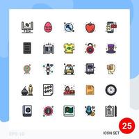 conjunto de 25 iconos modernos de ui símbolos signos para chat manzana huevo fruta arriba elementos de diseño vectorial editables a la izquierda vector