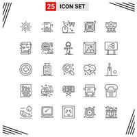 25 Icons Line Style Grid Based Creative Outline Symbols for Website Design Simple Line Icon Signs Isolated on White Background 25 Icon Set vector