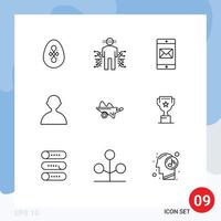 Editable Vector Line Pack of 9 Simple Outlines of barrow basic science user mail Editable Vector Design Elements