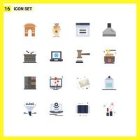 Group of 16 Modern Flat Colors Set for extractor website artificial web page Editable Pack of Creative Vector Design Elements