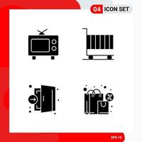 Creative Set of 4 Universal Glyph Icons isolated on White Background vector