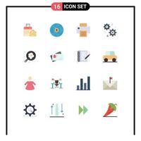 16 User Interface Flat Color Pack of modern Signs and Symbols of passport pan printer cooking business Editable Pack of Creative Vector Design Elements