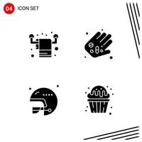 Collection of 4 Vector Icons in solid style Pixle Perfect Glyph Symbols for Web and Mobile Solid Icon Signs on White Background 4 Icons