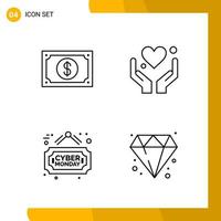 4 Icon Set Line Style Icon Pack Outline Symbols isolated on White Backgound for Responsive Website Designing vector