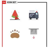 Pack of 4 Modern Flat Icons Signs and Symbols for Web Print Media such as watermelon logo firefighter accident zoology Editable Vector Design Elements